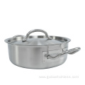 Stainless steel two-handle low-body pot